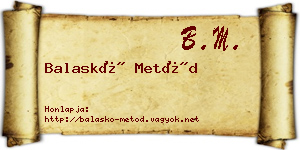 Balaskó Metód névjegykártya
